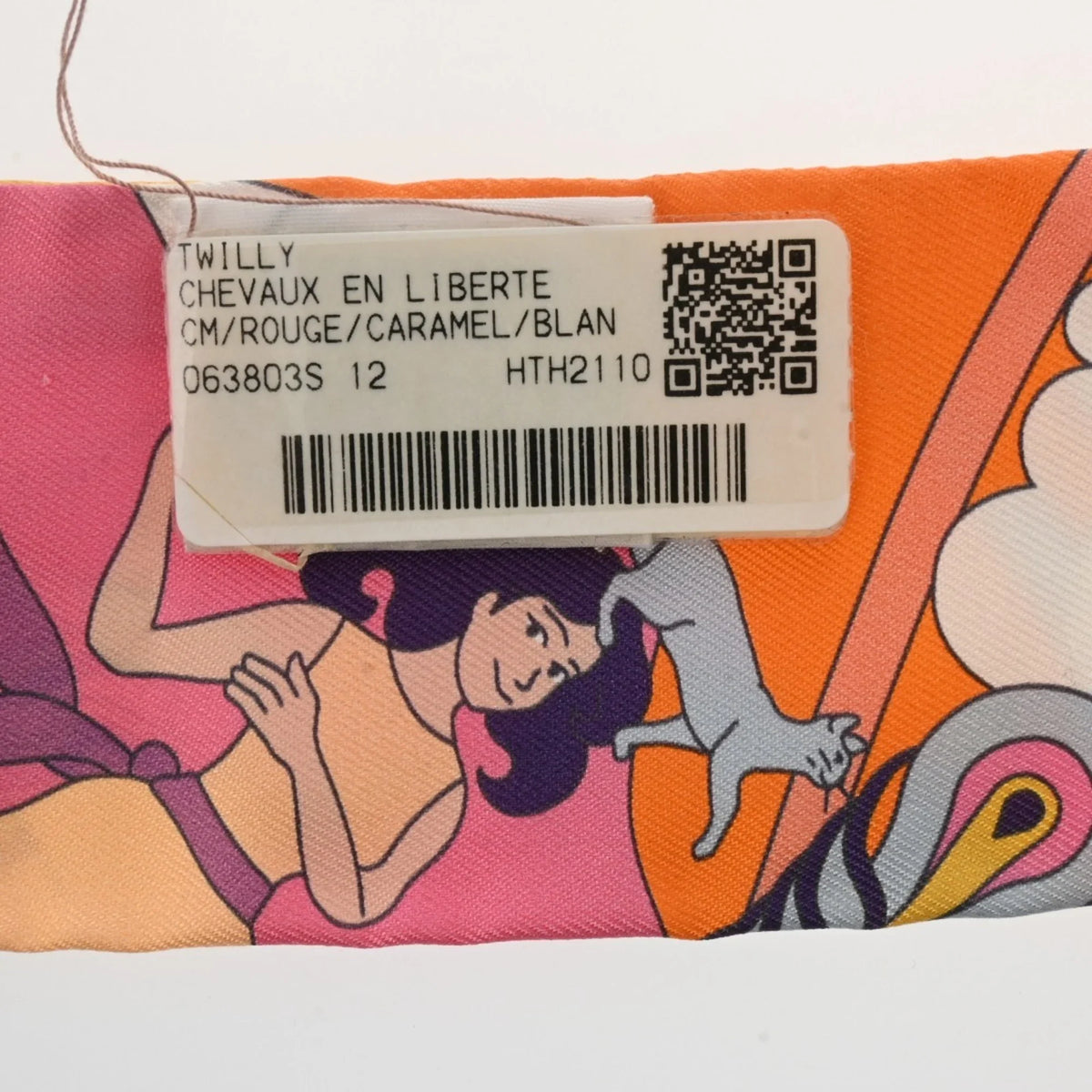 Muffler Volants Twilly (Like Carres HERMES - 100% Scarf Silk Pre-Owned Women's New) Orange/Rose/Mauve