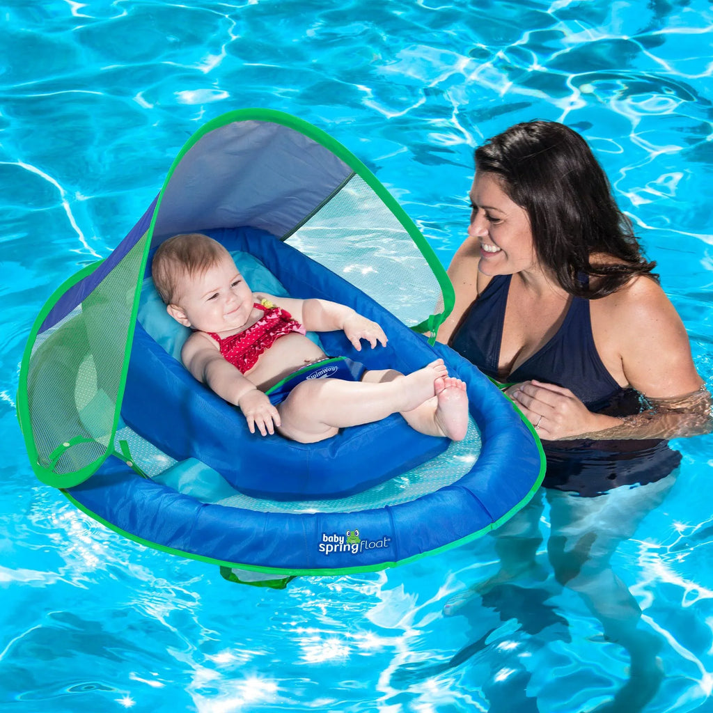 Infant Blue Baby Canopy, Pool Spring Inflatable Float SwimWays Swimming with