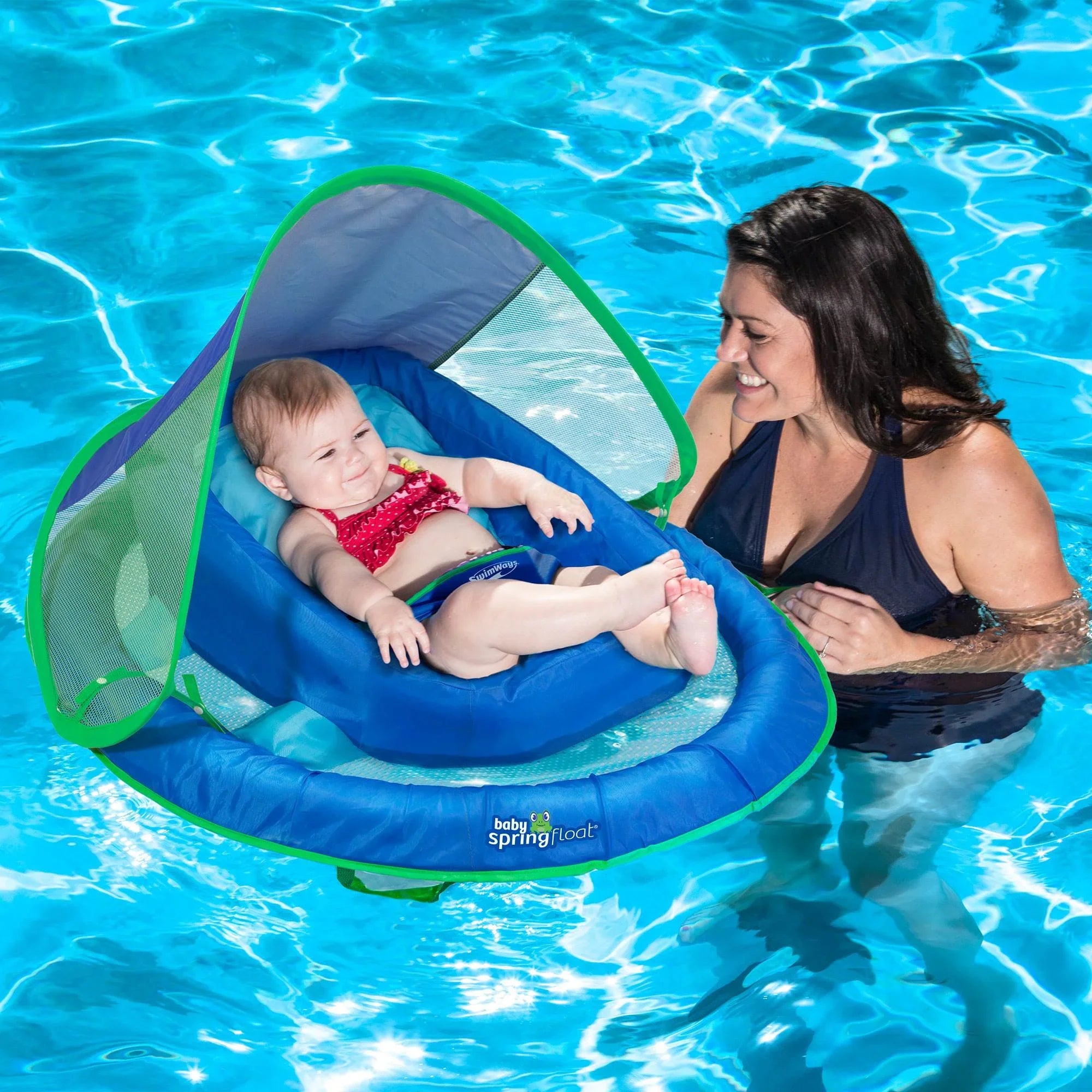 Infant Blue Baby Canopy, Pool Spring Inflatable Float SwimWays Swimming with