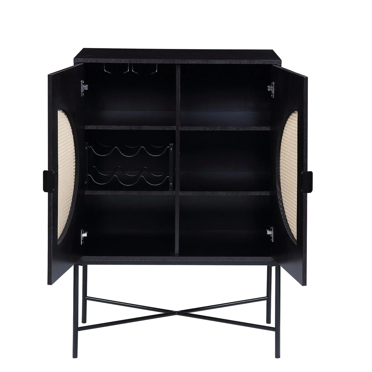 Cabinet & Black Wine Locker Finish Wine Wood Rack, BESTCOSTY Metal