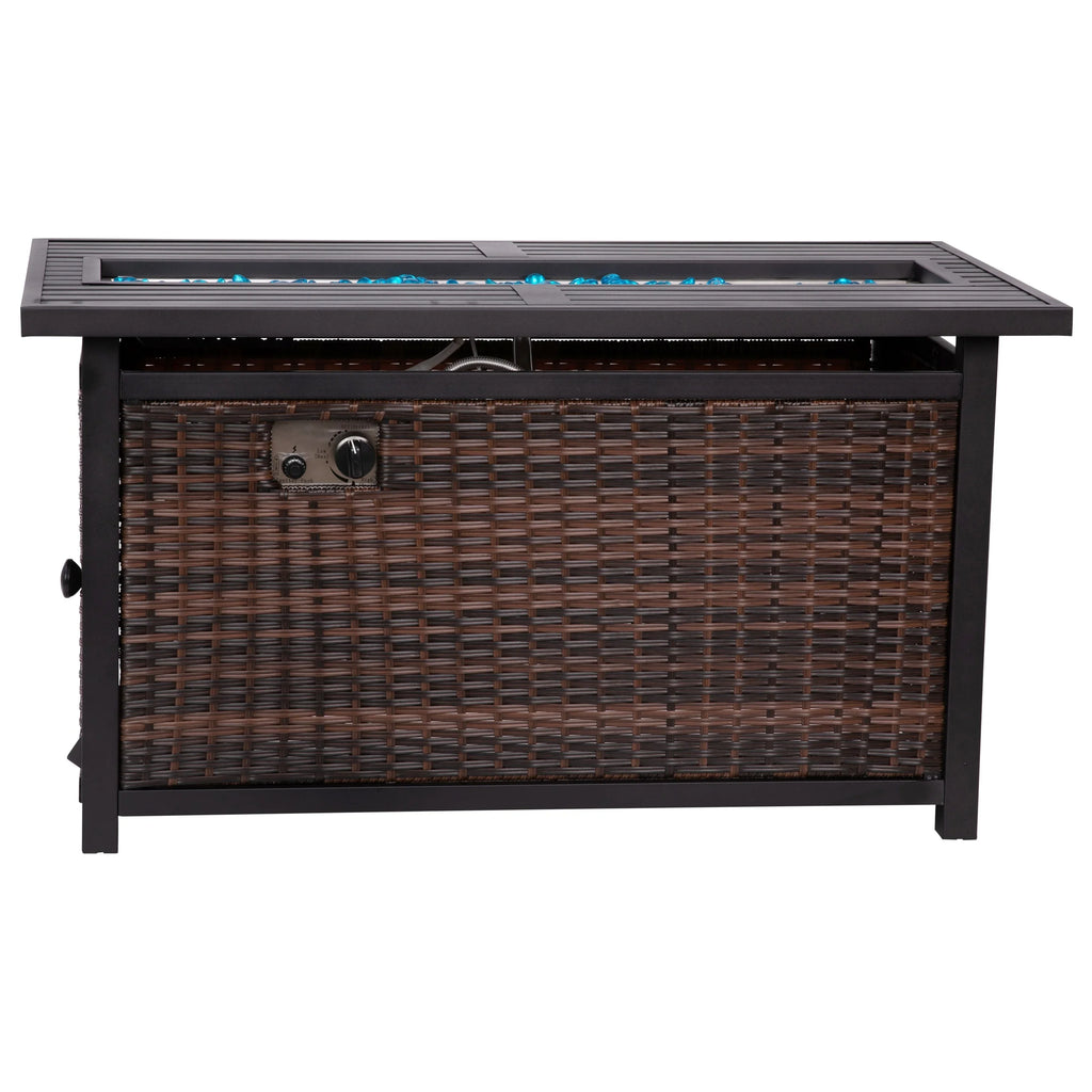 Lancaster Table and with 50,000 Base Fire Outdoor Top Steel Home BTU Wicker