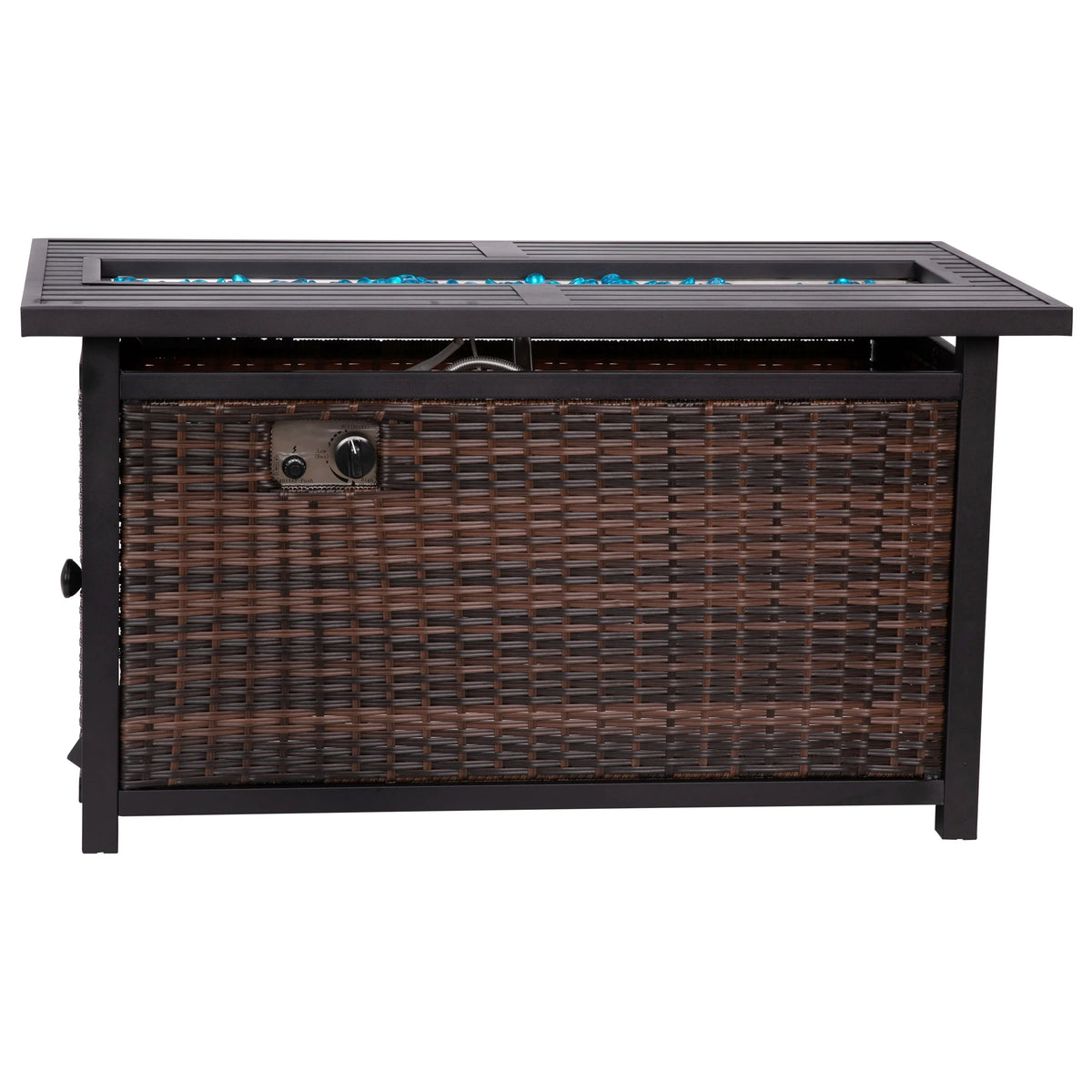 Lancaster Table and with 50,000 Base Fire Outdoor Top Steel Home BTU Wicker