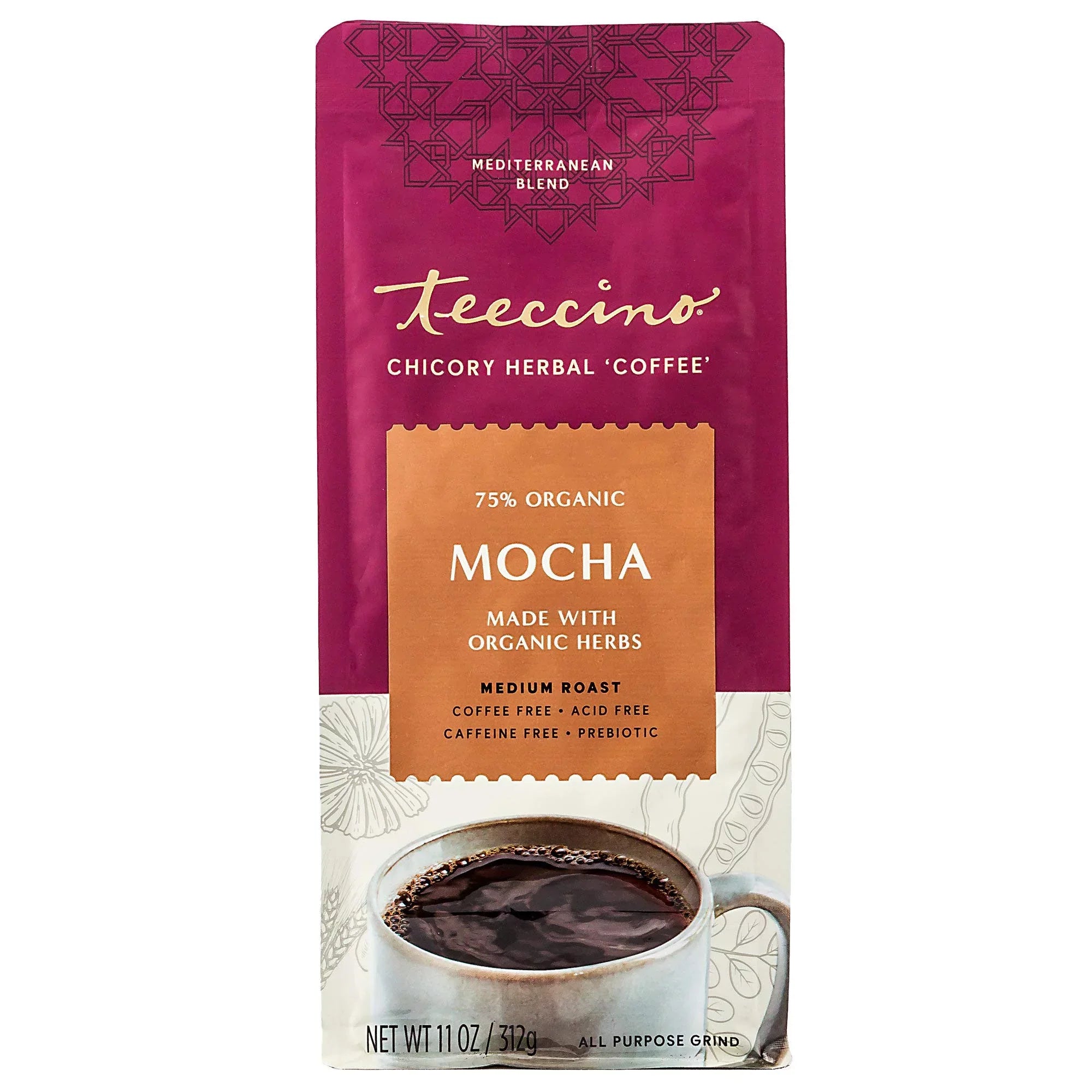 Coffee (Pack Medium Ground, ounce Teeccino Mocha 11 6) Roast of Herbal Chicory