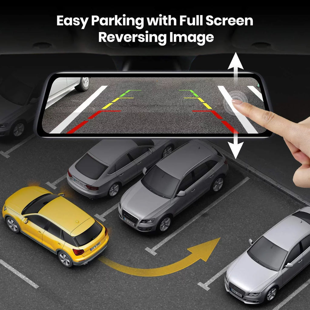 Recorder Dash Dual Smart HD Full Rear Screen Camera Touch View Cam Driving 9.35inch Mirror Backup Auto-Vox Reverse