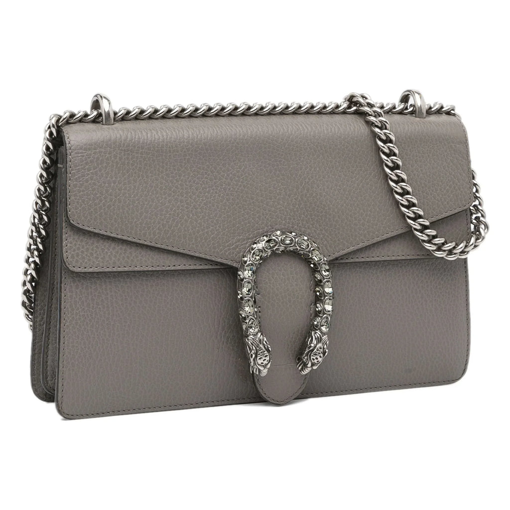 Unisex Pre-Owned Gray Dionysus Authenticated Bag (Good) Leather Small Shoulder Gucci Calf