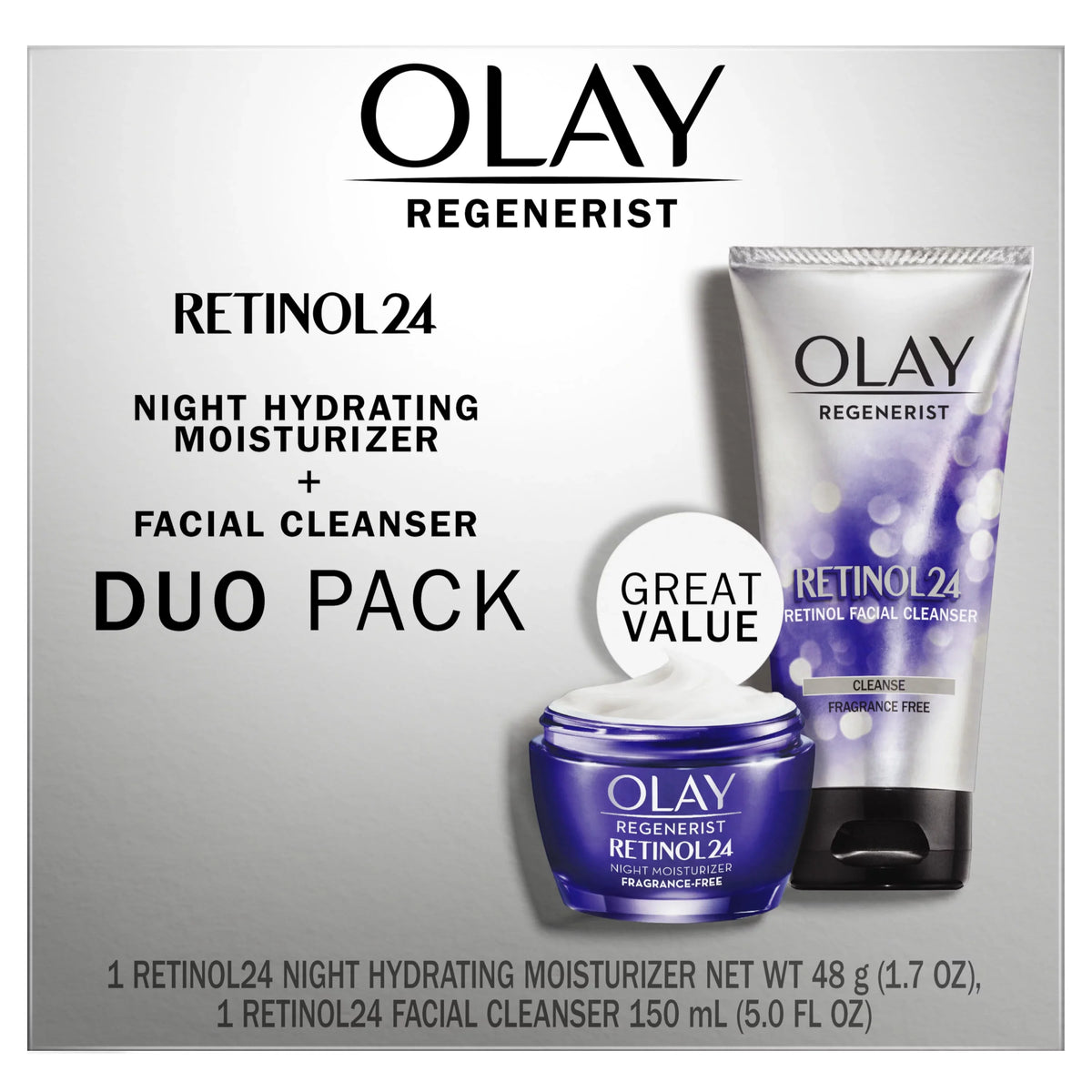 pack Moisturizer Retinol Duo oz, of Cleanser 24 5.0 Olay 1.7 Pack, fl 2 oz,