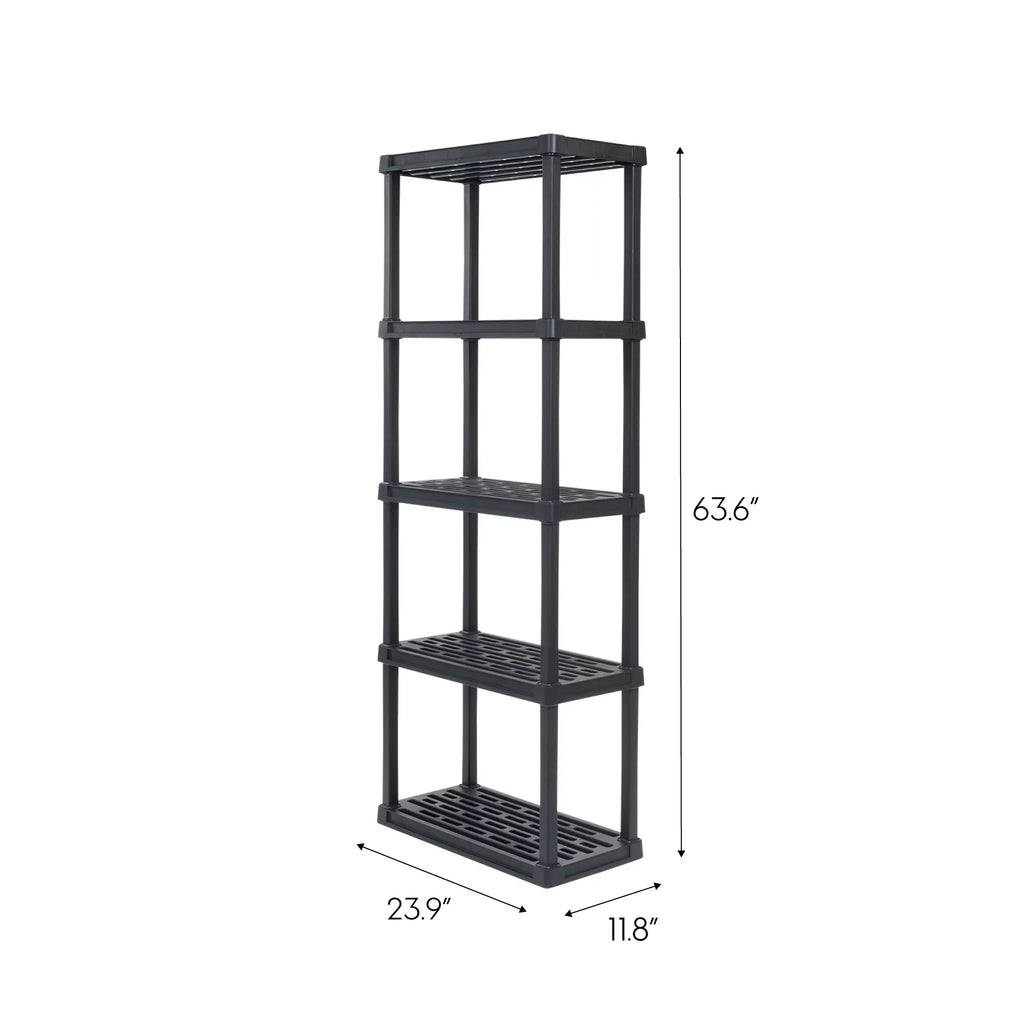 Storage Shelf 5 Plastic Black lb. Rack 200 Capacity, -Tier USA IRIS Total with