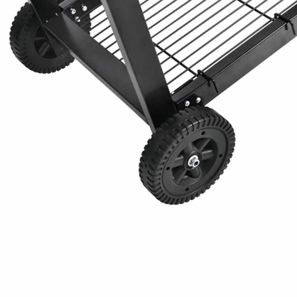 Lower Patio Hiking, Steel Cooking, Length 39.4 Camping Smoking, Picnic, Inch Stand Shelf Wheels Garden, Grilling, Black Charcoal BBQ with Barbecue and for Grill Dcenta Party,