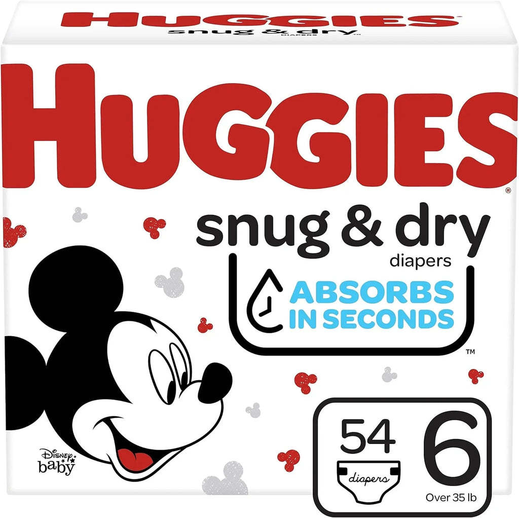 6 Count Size 54 Snug Big Baby Count) and (54 Pack, Diapers HUGGIES Dry