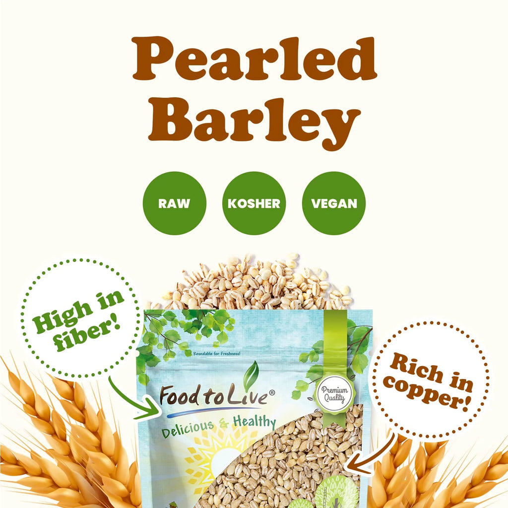 Food 25 Barley, Pounds by Raw Kosher, — Pearled Vegan, — to Live