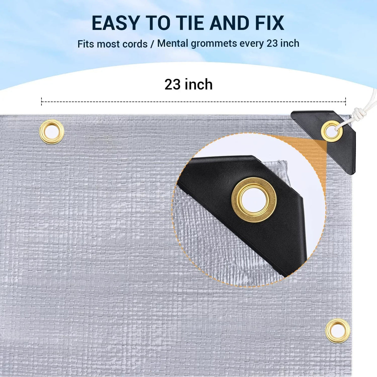 X 12? Duty Thick Extra with Grommets Outdoor 100% & Resistant, Pool, 20?, Heavy 16 Mil, Tear Patio, Reinforced Tarp UV Roof, Tarps Camping, Waterproof Fade Boat(Silver/Black) Blocking, for