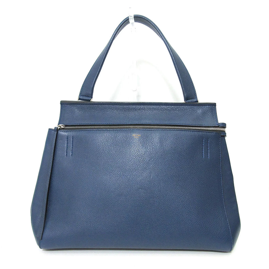 Handle Bag Tote Ladies Medium Calf Handbag (Good) Celine One Pre-Owned Blue Leather Edge