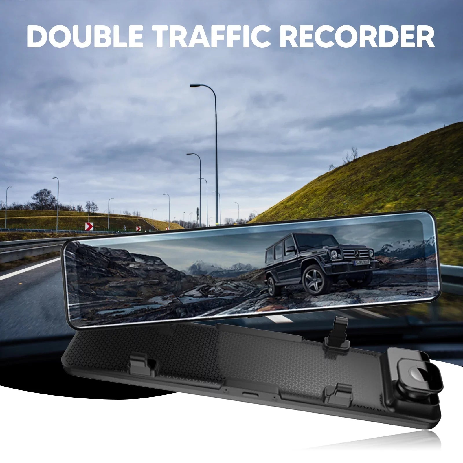 Recorder 12"Dual Kits Mirror Night Car Camera Cam Dash View Rear Video DVR GPS