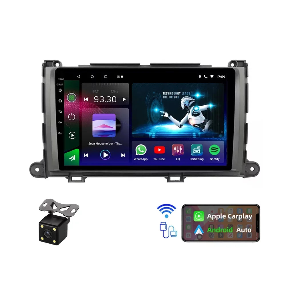 CarPlay JMANCE Backup Auto 10 Android Camera Wireless Support Sienna Toyota for Andriod Apple Car 2011-2014 with Stereo