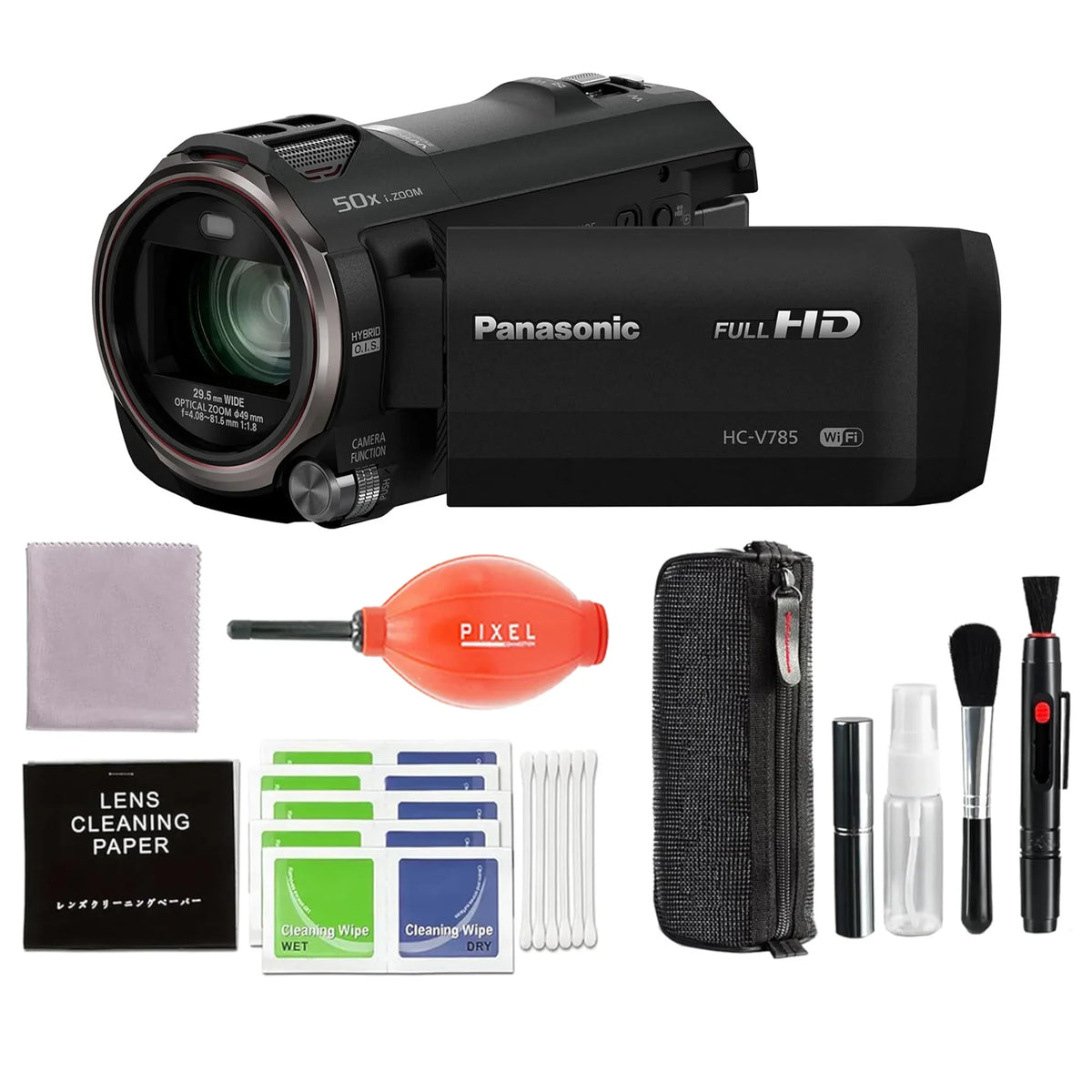 | Extended HD Sensor, Pixel Panasonic Advanced with 1/2.3 Capture Accessories Camcorder, Years BSI Inch Full Bundle HDR Warranty | (Black) HC-V785K Zoom, 3 20X HC-V785K Optical Panasonic