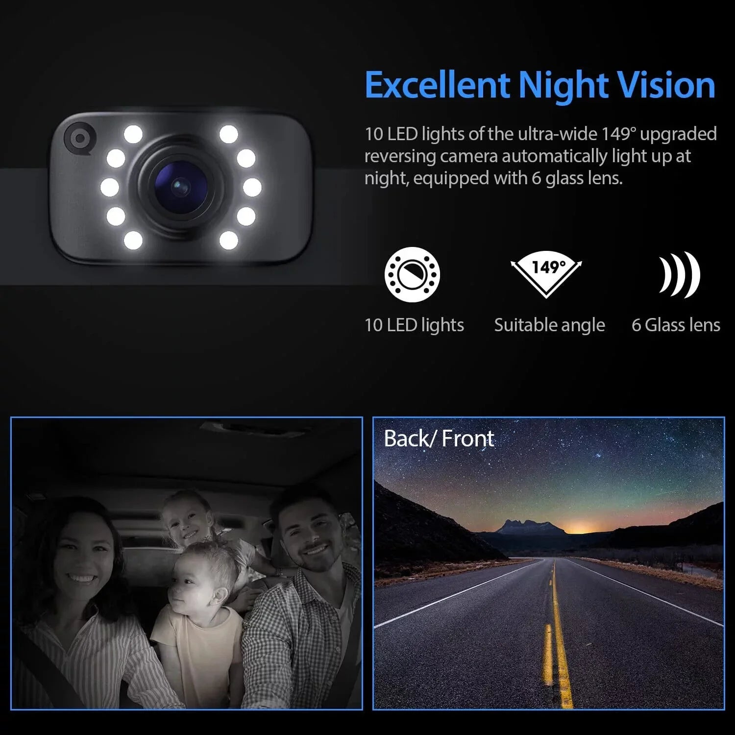 & eRapta DIY Truck Camera up Back Backup Waterproof Front Car 7'' Rear View Night Lines Camera AY7 Monitor or Grid for Vision 1080P IP69