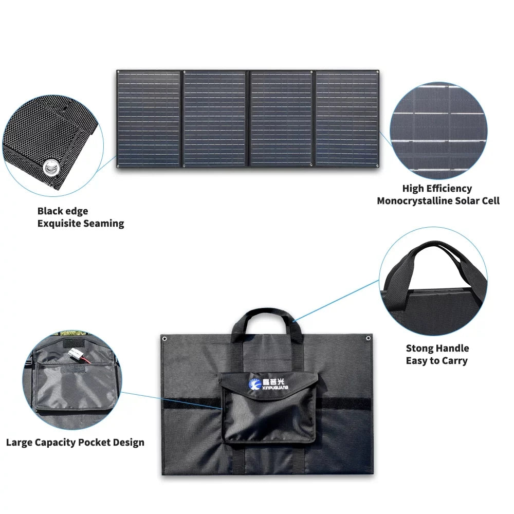 Hiking, Leisure 12v Power Charge Station Outdoor Black Solar Charger XINPUGUANG Camping, for 4 50 watt 20A volt Foldable 200w Kit Solar Controller 12 Battery x Generator Panel