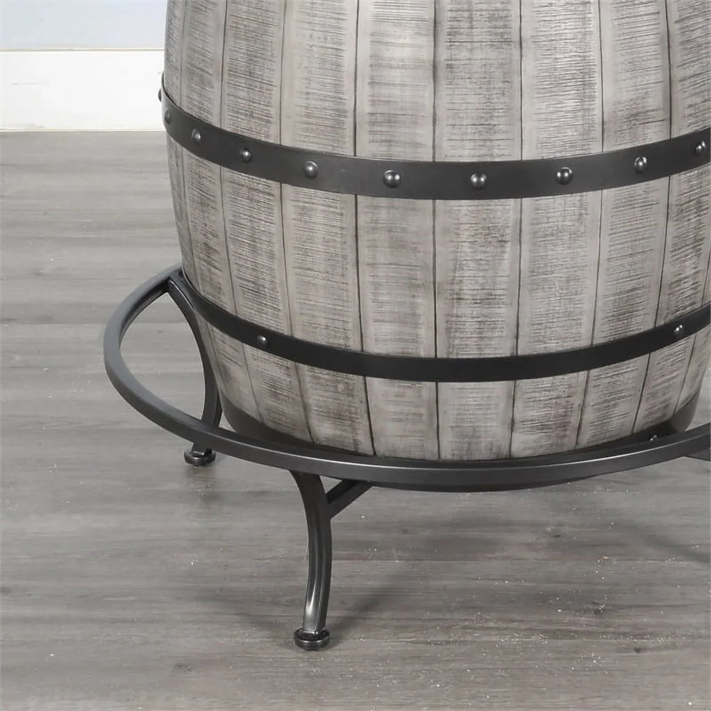 Pub Table Sunny Designs Wine Gray Barrel in with Mahogany Alpine Round Base