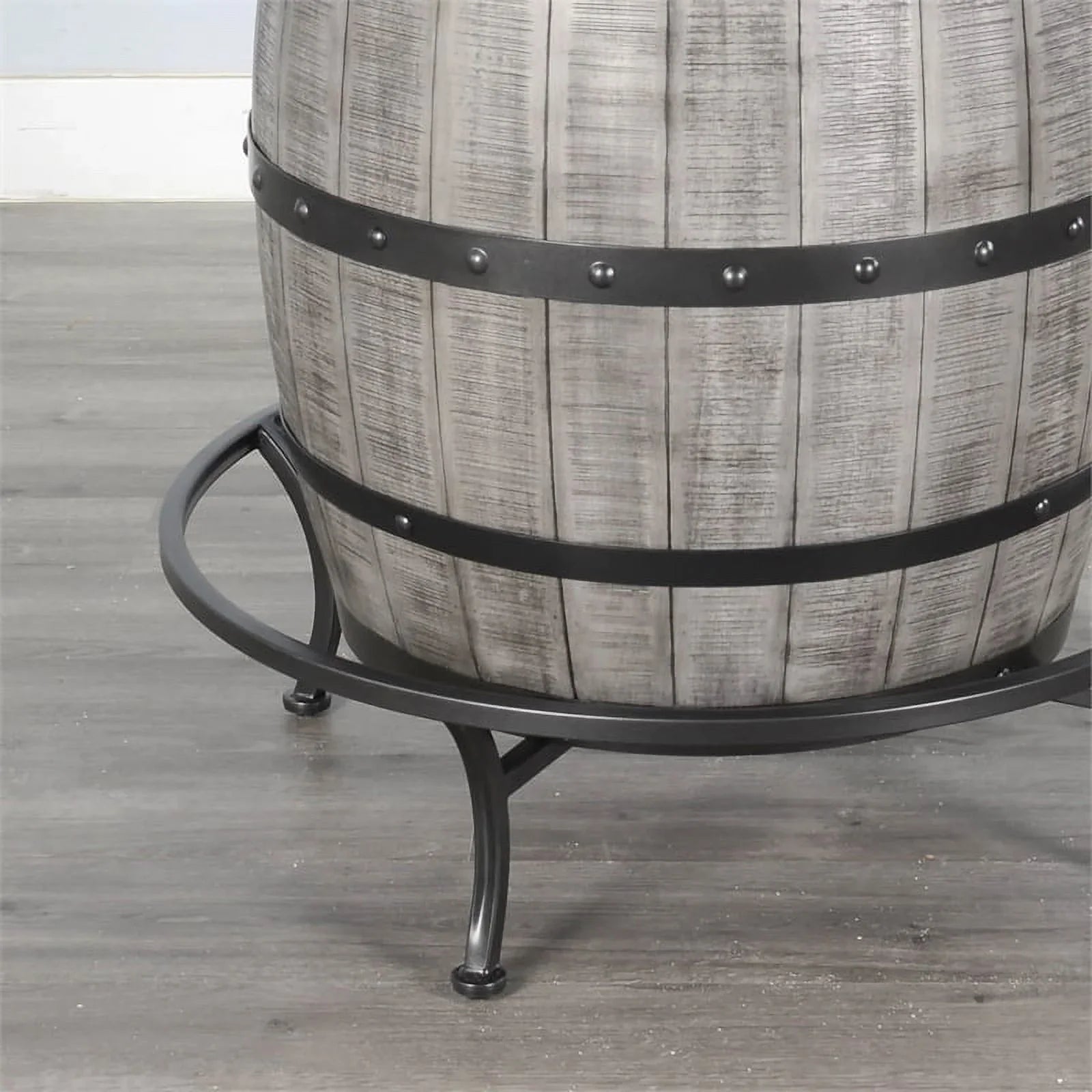 Pub Table Sunny Designs Wine Gray Barrel in with Mahogany Alpine Round Base