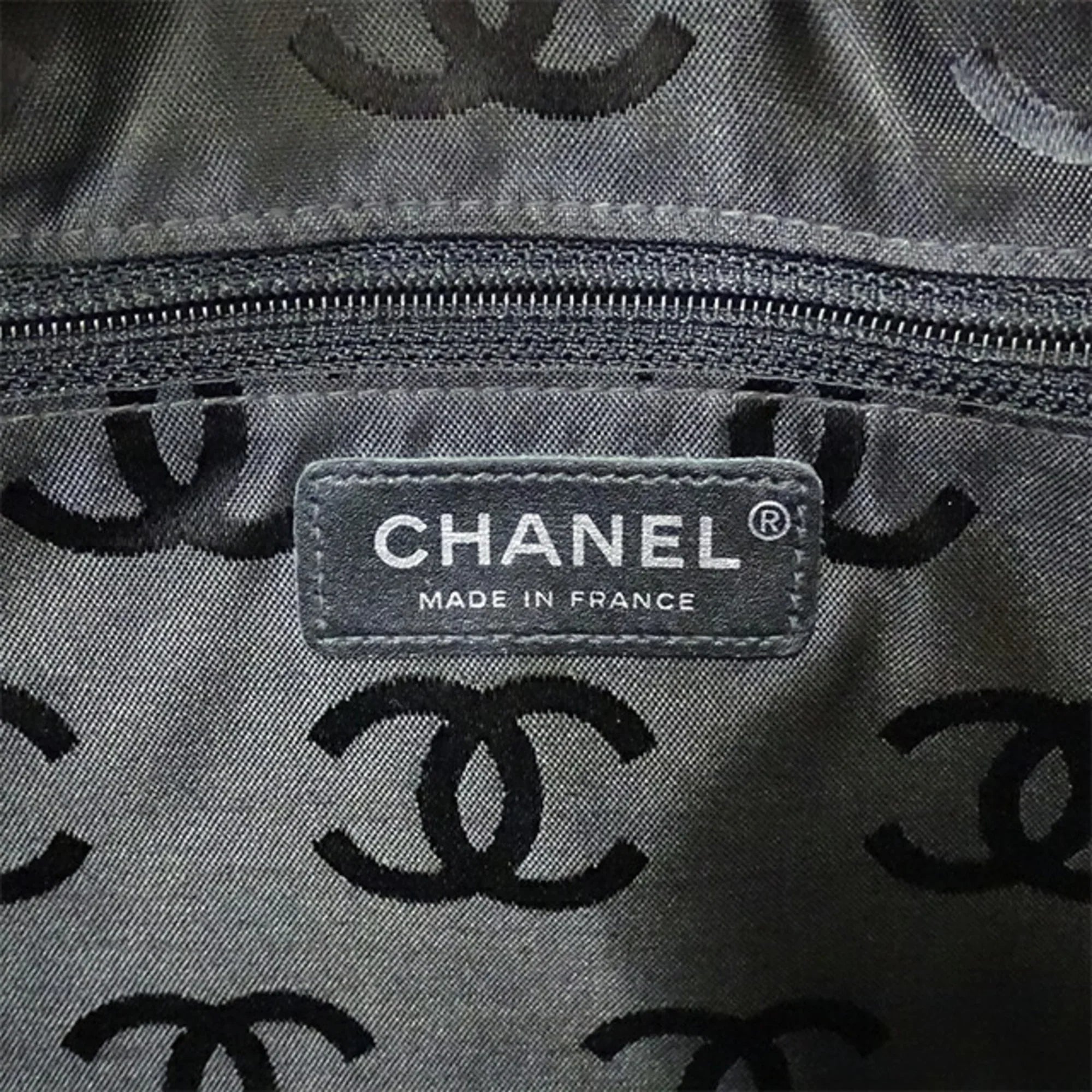 (Fair) Handbag CHANEL Bag Cambon Black Pre-Owned Beige Women's Lambskin