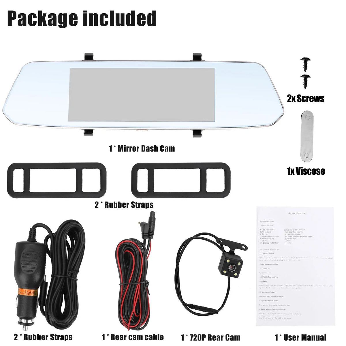 Camera, Mirror Screen with Cars, for Front Camera EEEkit Cam View Car Dash Mirror Dual Camera Motion Touch 7inch and 170° Wide-Angle Dash Night Lens Rear Vision, Detection, 1080P G-Sensor,