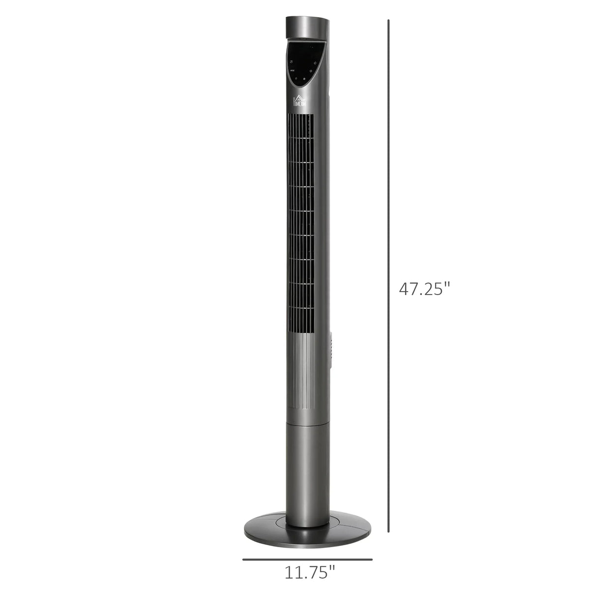 Tower Fan Bedroom 12H Cooling Oscillating, and Filter, for 3 Speeds, Timer, Remote Control, with Air 46" Grey HOMCOM