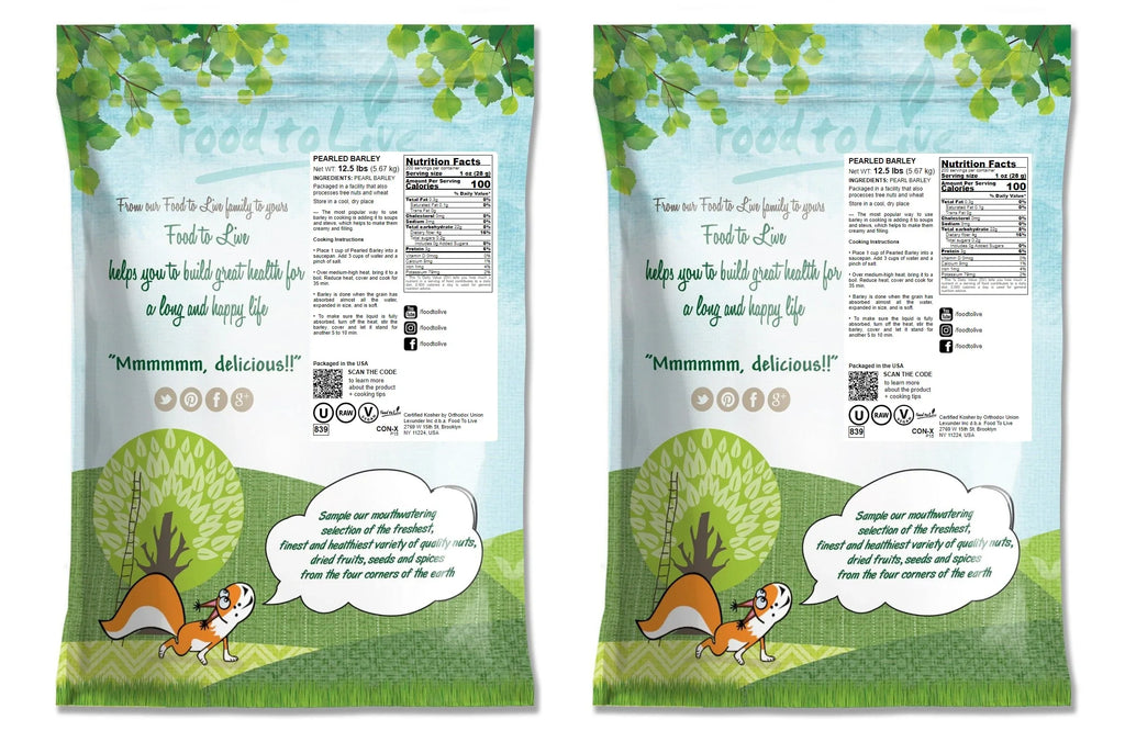 Food 25 Barley, Pounds by Raw Kosher, — Pearled Vegan, — to Live