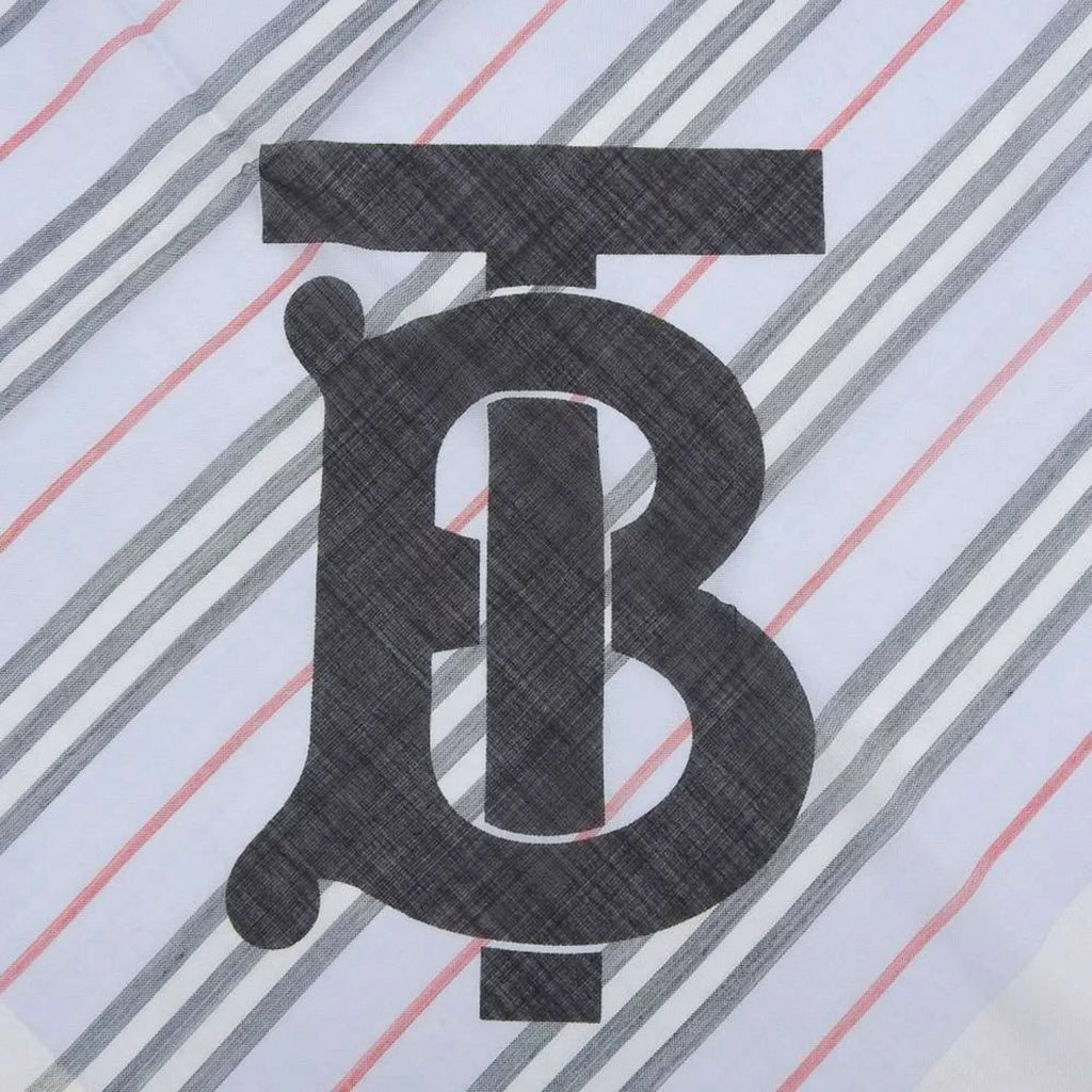 stripe New) silk Pre-Owned (Like blue Burberry 80173691 BURBERRY scarf light wool border