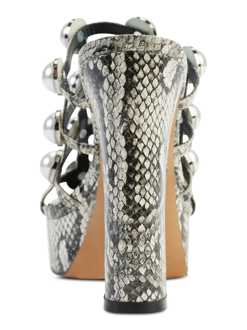 Dress Round Cone 1" Black On M KARL 9 LAGERFELD Womens Heel PARIS Heeled Slip Addica Toe Sandal Snakeskin Platform Embellished