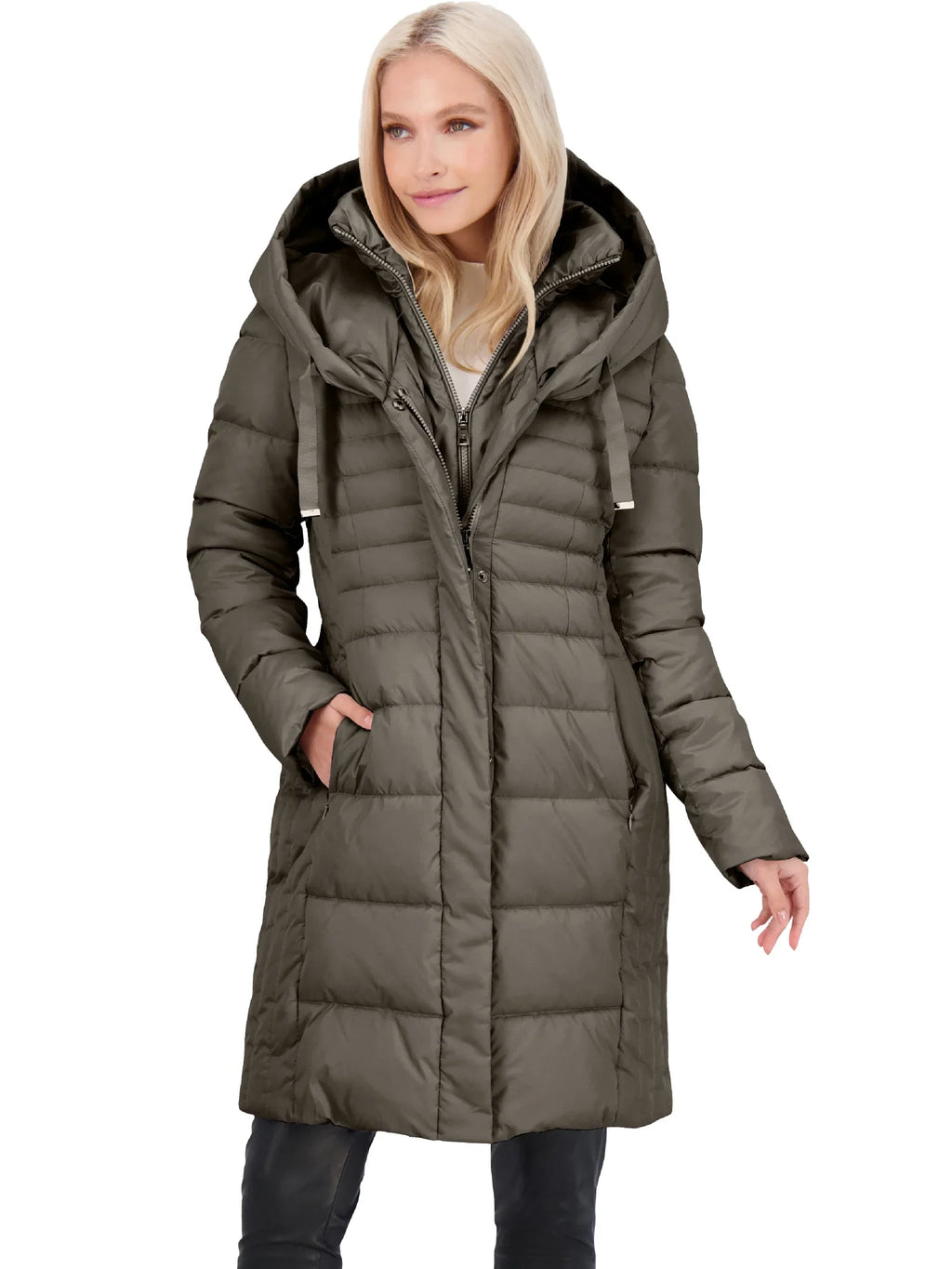 Coat Winter Tahari with Bib for Fitted Casey Coat Women-Quilted Puffer