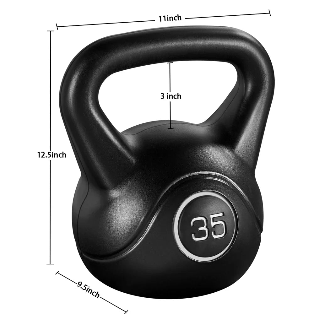 Home, Lbs. Coated HDPE Black 35 Workout, Easyfashion for Fitness and Kettlebells Gym