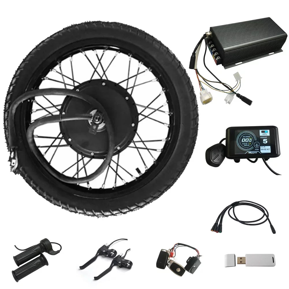72V Waterproof V3 150mm Hub Sabvoton 3.5T Ebike 100A Tire 90/90 21inch All Controller Big Power with Conversion Drive QS and Dropout 5000W Kit