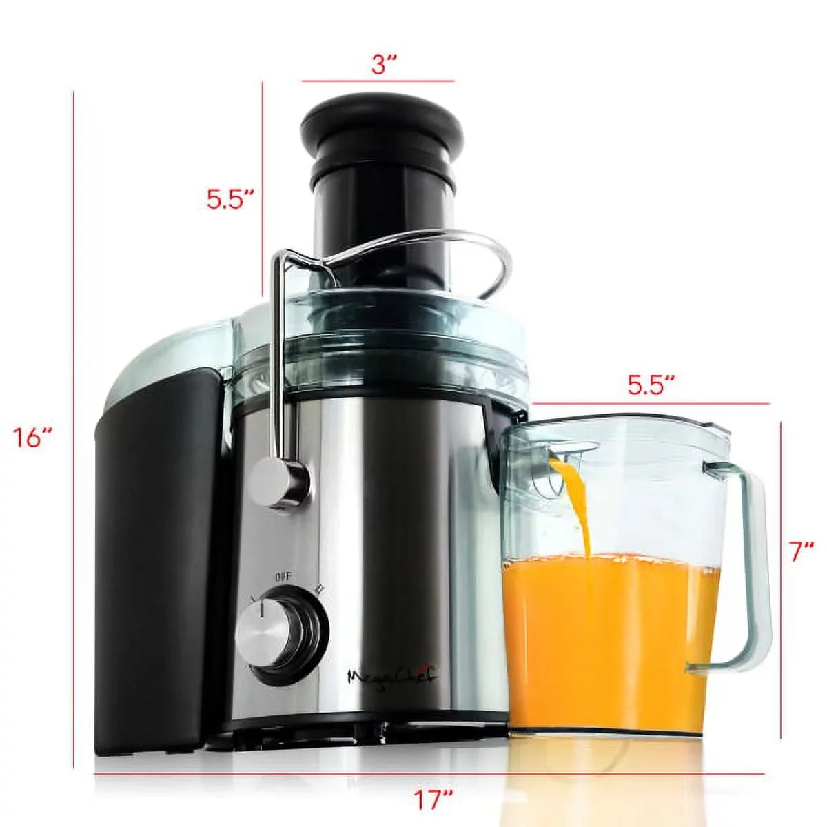 Dual-Speed Juice Wide-Mouth Centrifugal With Silver Machine Megachef Juicer,