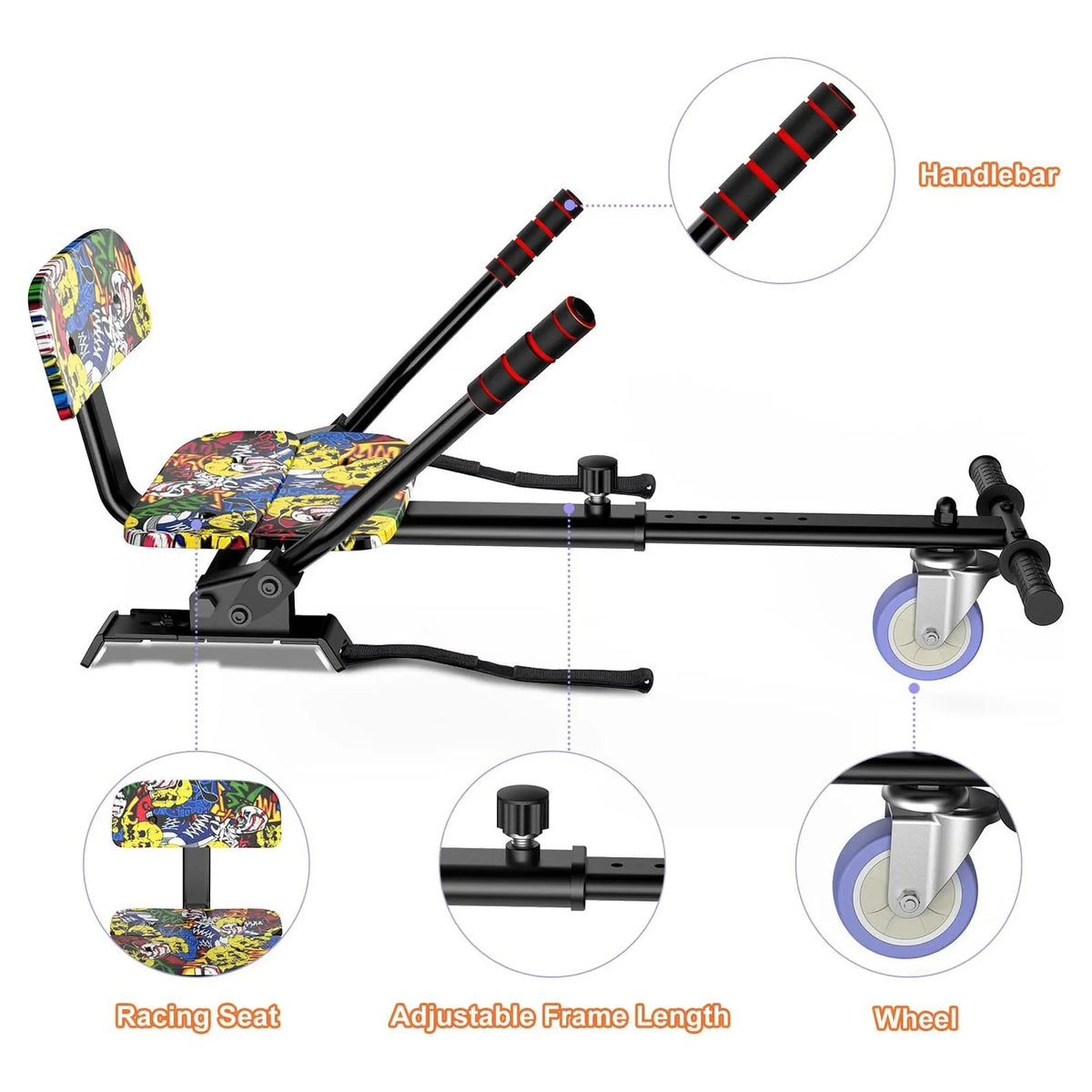 with Graffiti Seat Hoverboard Hoverboards Compatible 8"/ 6.5"/ Adjustable Accessories, Attachment, 10" for Hoverboards Kids,