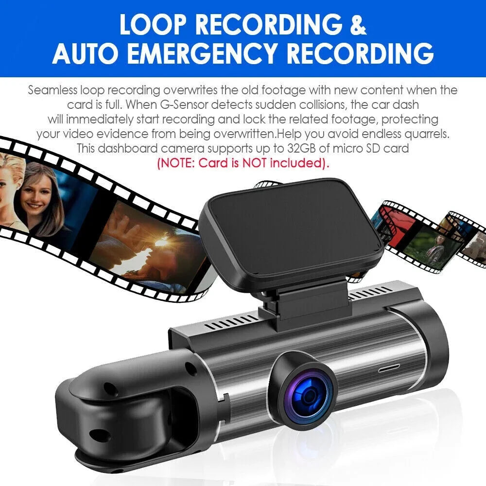 Lens Dual Car Vision Paddsun Safety Night Recorder - 3.16-Inch Camera Enhanced DVR for
