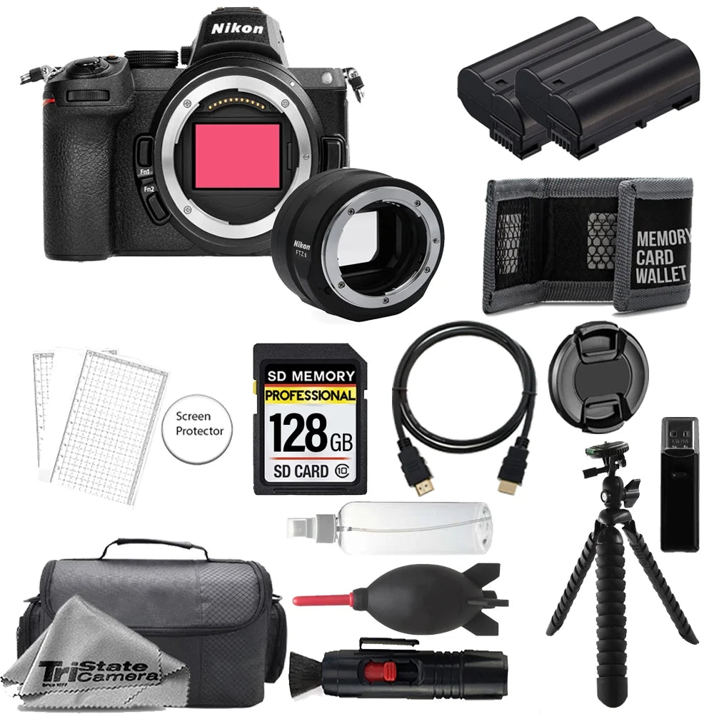 Digital Camera Mount Accessory 128GB Battery+ + Z5 II Adapter+ FTZ Extra Kit (Body) Mirrorless w/ Tripod- Nikon