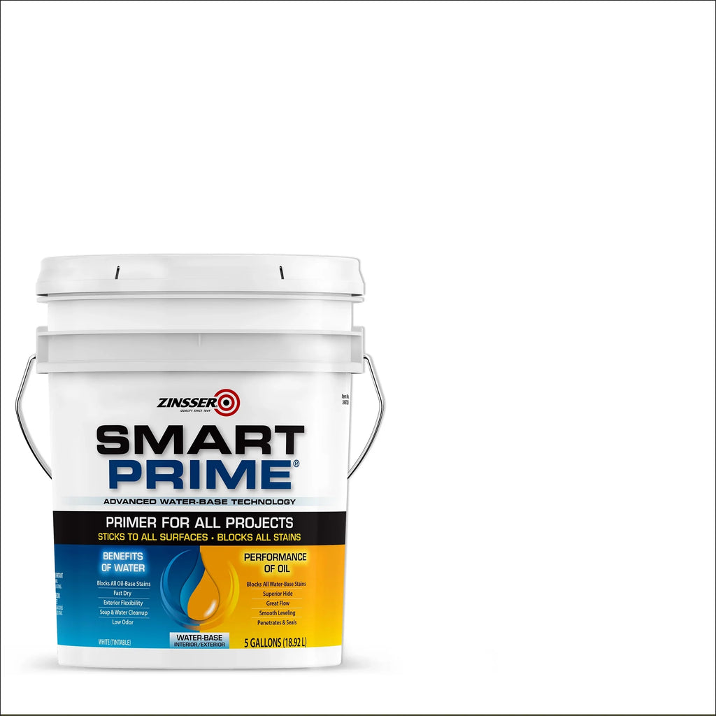 White, 1 Smart Zinsser 249728, Prime Flat Gallon- Water-Based Universal Pack 5 Primer-
