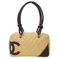 (Fair) Handbag CHANEL Bag Cambon Black Pre-Owned Beige Women's Lambskin