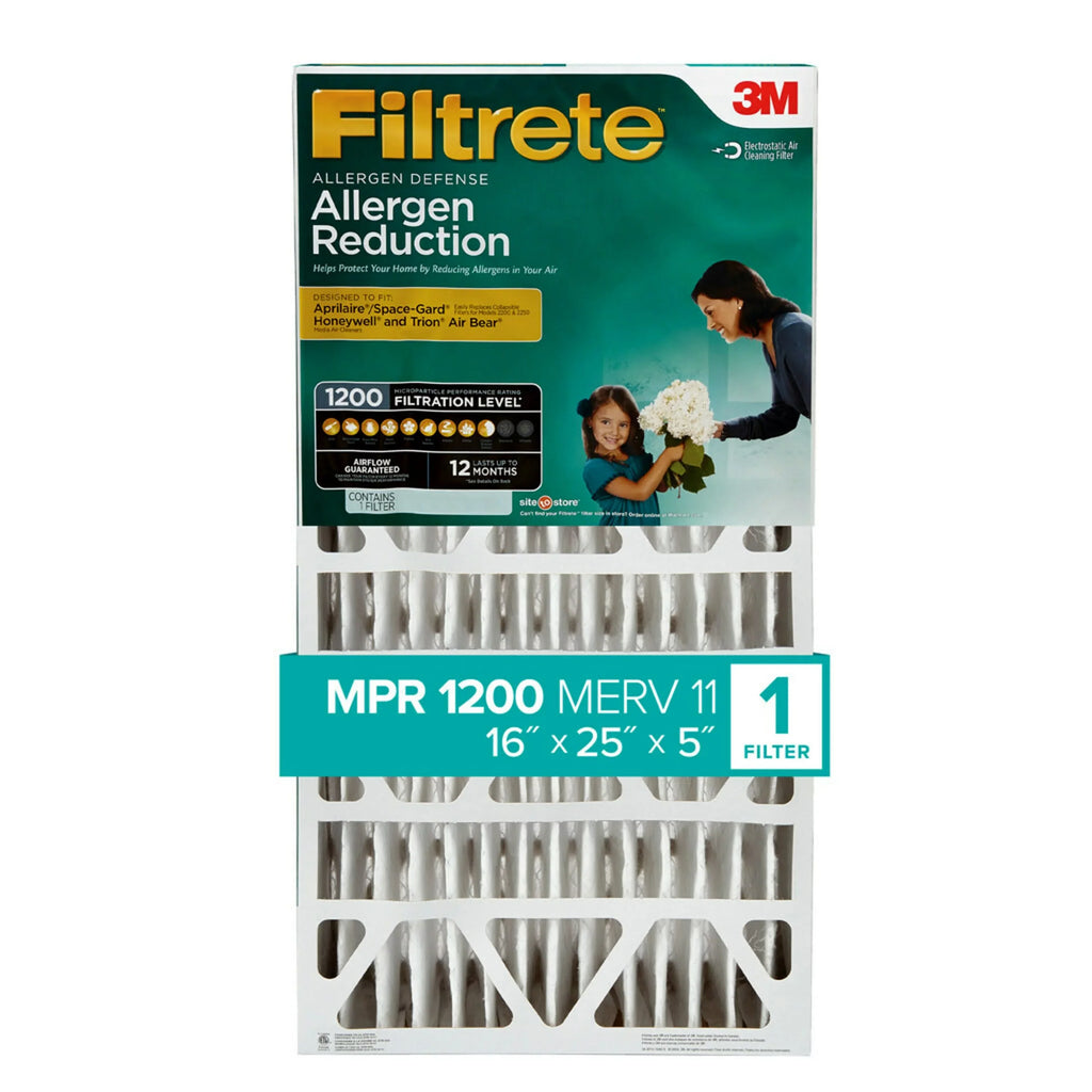 1200 Reduction MERV 1 Filtrete Air Pleat, MPR 11, Allergen 16x25x5 Deep Filter Filter,