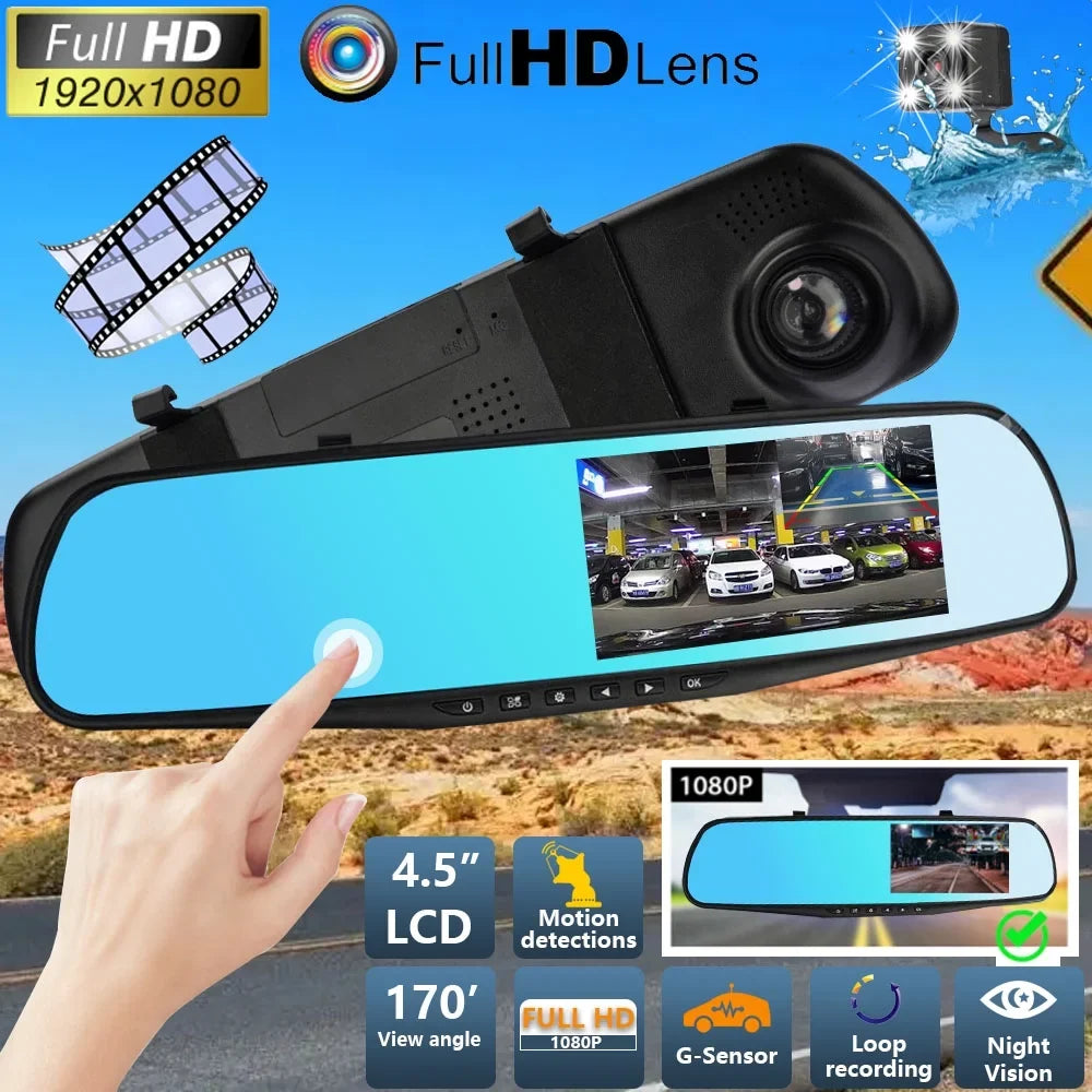 Video NIFFPD 1080P Rearview Mirror HD Lens Recorder Camera Cam Dual DVR，Dash Car 4.3"