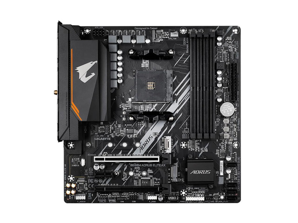with GIGABYTE 1, Motherboard SATA PCIe Single 3.2 LAN, Micro-ATX M.2, 6Gb/s, ELITE AM4 AX USB GbE AMD (rev B550 Gen AORUS B550M 4.0 Realtek 1.3)