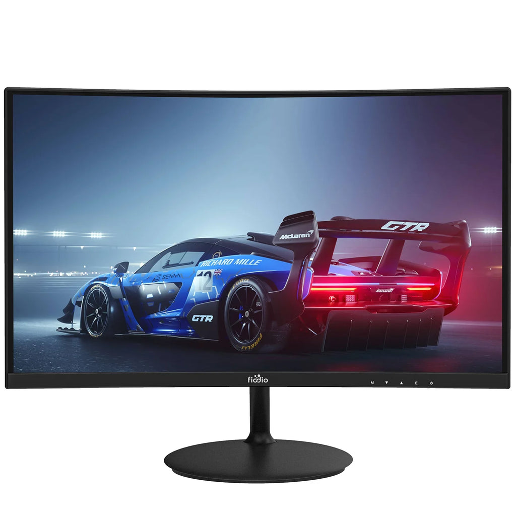 Refresh 24" Curved with HDMI Ready FHD Monitor Rate Fiodio Included) Ports VESA Wall 1080P 75Hz Cable VGA LED (HDMI Speakers, Mount