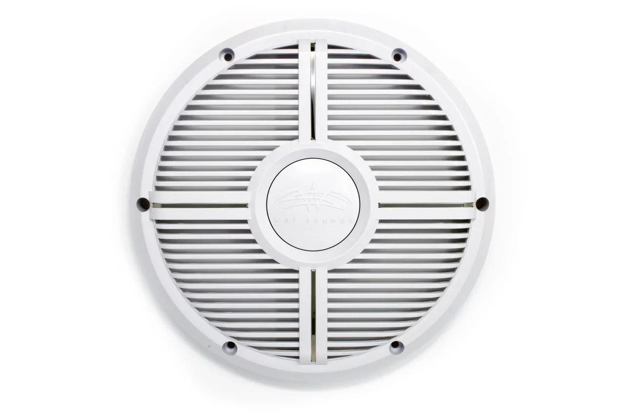 Sounds Revo Subwoofer Subwoofer, - 2 White RGB Ring Wet XW Face - & Closed 12" Ohm & Grill LED Grill, White