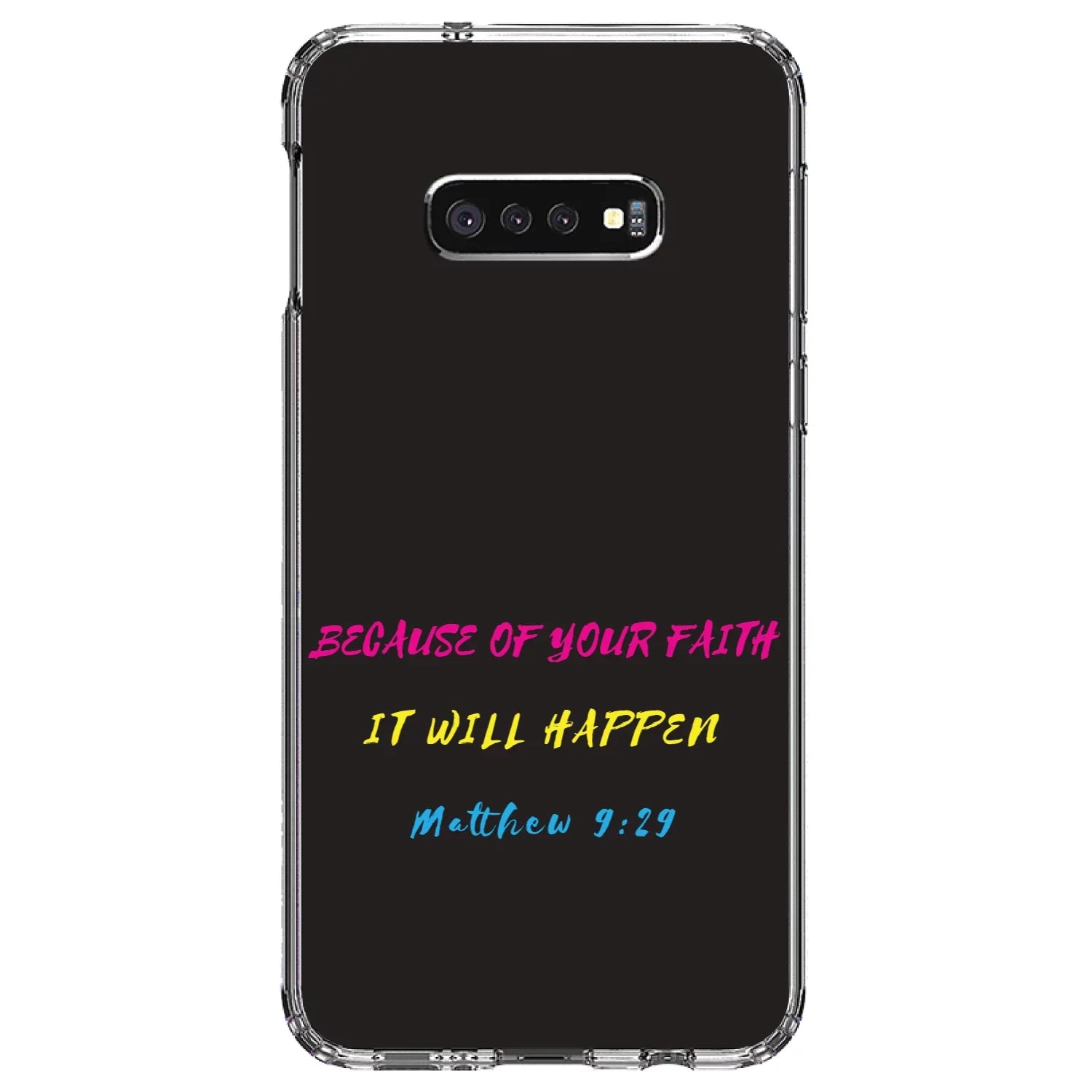 Bumper, Matthew TPU S10e (5.8" Clear Samsung Because Will Your Case DistinctInk Hybrid Screen - Happen 9:29 - Faith, - Back, Protector Screen) of Glass Acrylic Shockproof Galaxy for It Tempered