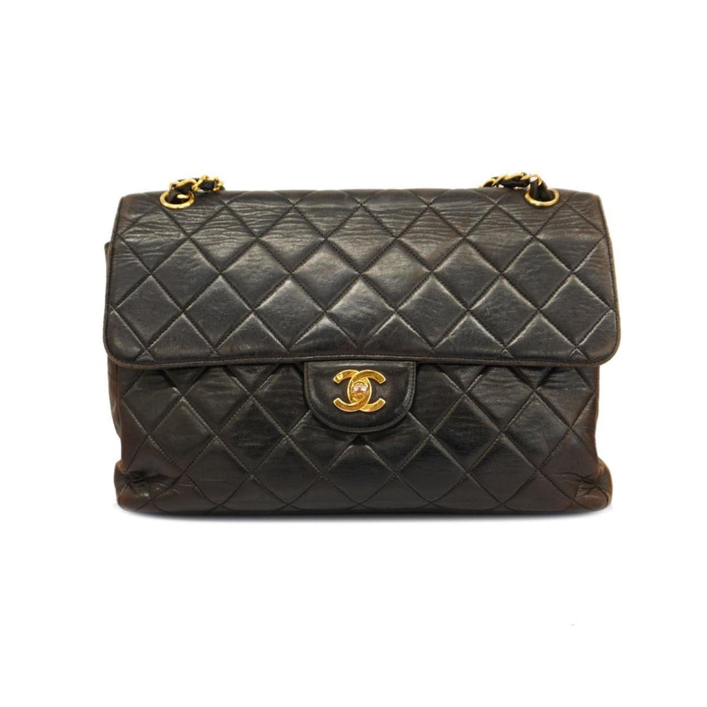Pre-Owned Double W Bag Black Matelasse Lambskin Face Shoulder (Good) Chanel Women's Chain