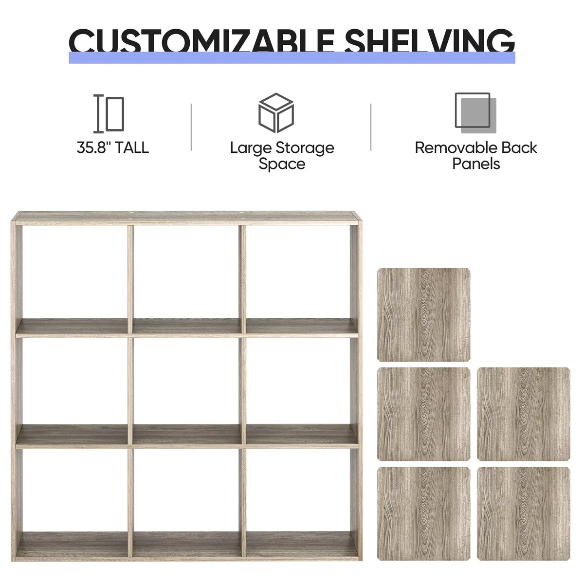 3 Cubes 44lbs ZENSTYLE x Wood Storage 3 Max Bookselves Grain Organization