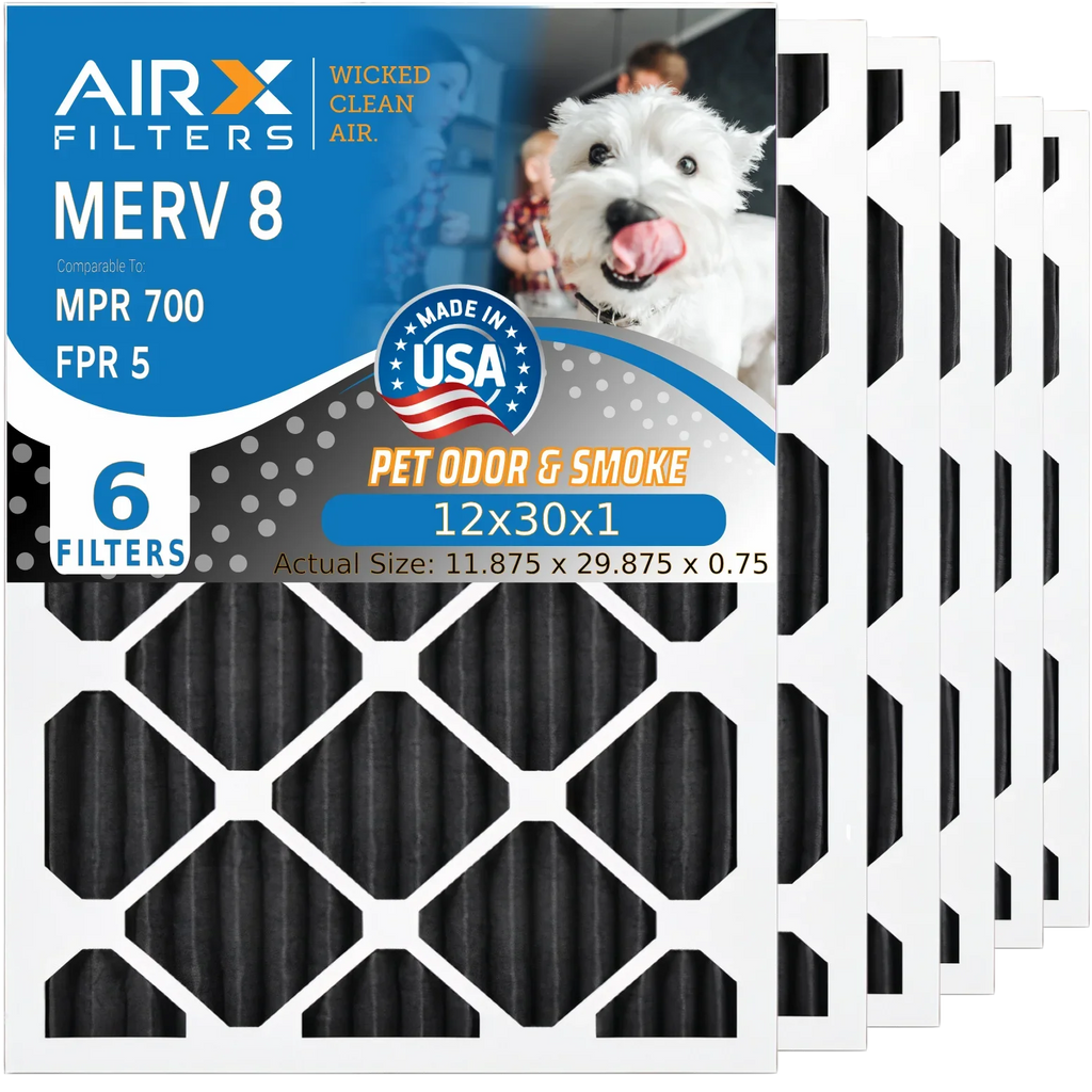 Pack Odor MERV 6 Furnace 5 WICKED MPR FILTERS Air Premium CLEAN by FPR AC Carbon HVAC USA Eliminator Made & AIR. to Filters 12x30x1 700 12x30x1 Comparable Filter AIRX Filter 8