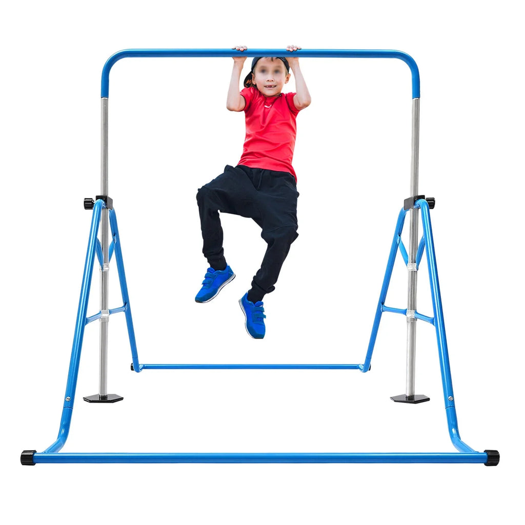 Junior Gym Max Horizontal Training For Adjustable Kids ZhdnBhnos Load Gymnastics Bar Blue Folding Home 100kg/220.5lbs Bar