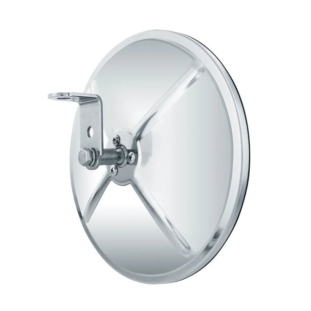 Center (1) Round Semi / 8.5" Steel Housing Stainless Convex Stud / Mirrors Truck