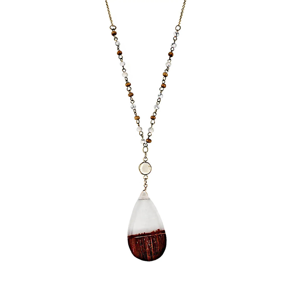 Chain Boutique for Wood Beaded Clear Inc Anniversary | Tenes Box Wood Pendant Resin Women, Necklace Blue Gift
